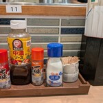 アカマル屋鮮魚店 - 卓上には何故か醤油だけがない