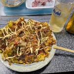 お食事処 きよ美 - お好み焼き豚肉　半熟玉子焼き乗せ