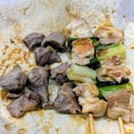 お食事処 きよ美 - 焼き鶏　モモ肉とネギ✕２　ズリ✕１　