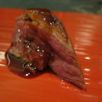 SALONE 2007 - 鴨、洋梨のモスタルダ　ポレンタとゴルゴンソーラのソース　ジュのソース2