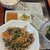 万里 - 料理写真:スタミナ定食（レバニラ炒め）スープ・搾菜・餃子の味噌ダレ