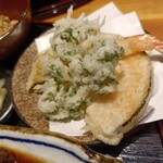 紀州の酒と串 日和り - パセリ、海老、かぼちゃの天ぷら