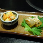 ふぐ 福治 - 前菜二種 ふぐの煮凝り 車海老のぬた 2014.12.x