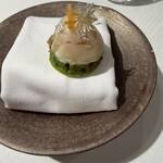 ジョンティ アッシュ - 甘エビと菜の花の一口前菜