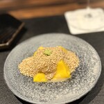 鳥さと - 季節の先附　かぼちゃの胡麻豆腐