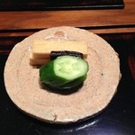神楽坂 石かわ - 香の物：長芋の醤油漬け・胡瓜の糠漬け・有馬山椒で炊いた昆布