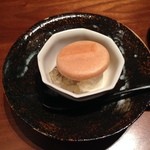 神楽坂 石かわ - デザート：最中・クリームチーズのムース・丹波の小豆・柚子の寒天