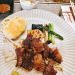 ダイニングsakae - サイコロステーキ(80g)ランチ  ¥1,900  TP クリー厶コロッケ ¥200