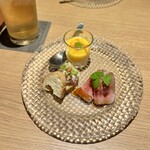 鉄板焼 九九 - ・前菜盛り合わせ