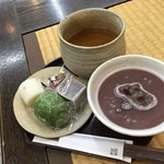 にざまつ - 季節のおしるこセット（４６０円）＋草もち（１００円）＋柚子きんつば