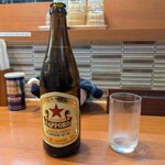 らぁ麺 とうひち - 先ずはビール。赤星でした。