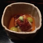 神楽坂 石かわ - 中皿：鰻の蒲焼き・銀杏・里芋を醤油餡で