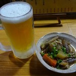 味処霧島 - 生ビールと付き出し
