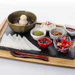 豊洲 ふくらすずめ - 自分で包む大福と特製ぜんざいの和プレート