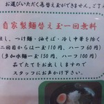 麺遊心 - 替え玉一回無料の説明（H26.12.5撮影）