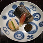 日本料理 とくを - 鰆の味噌漬け、貝柱、セロリのきゃらぶき風