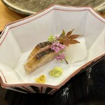 天婦羅 車 - サワラの藁焼き、アオリイカの刺身