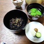 大願寺 - 黒米　吸い物　香の物