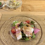 鉄板焼 Bon's - 桜島美湯豚のパワーサラダ
      柿と米ぬかのドレッシング