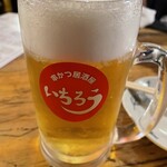 串かつ居酒屋 いちろう 2号店 - 生ビール 少なくなるとオカワリ聞いてくれます