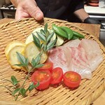 銀座 青天 - 真鯛の鉄板焼き(調理前)