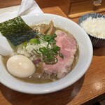 焼きあご煮干しらぁめん はなかぜ - 味玉濃厚らぁめん(¥1,170),ライス(¥170),替え玉(¥180)