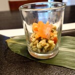 久右衛門邸 - 下にあるのがスペルト小麦　押し麦みたいですね