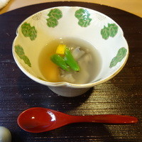 京料理 貴与次郎 - マイタケ、シシトウ、蟹身、ゆずの餡かけ