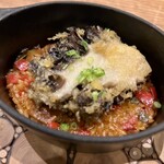 アラルデ - ボルチーニ茸のパエリア風 舞茸天ぷらのせ（ロメスコソース）