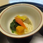 銀座 吉兆 - 季節野菜の炊き合わせ