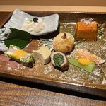 京橋 鮨 好日 - 前菜と組肴 七種。美しい。。。