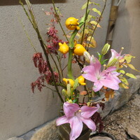 季の庭 神田店 - （2025/10月）入口あたりのお花