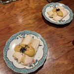 焼鳥 酉乃洲 - もものたたき〜納豆ソース〜