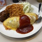 むさしや - オムライス、ミニサラダ、スパゲッティ、ミニハンバーグ