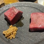 焼肉にくがとう - ・厚切り特上タン 　・ハツ（心臓）～タスマニア産マスタードで～