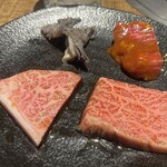 焼肉にくがとう - 　・にくがとうのカルボ・本日の赤身肉・赤身マニア肉フンドシに本日のホルモン