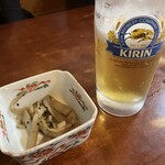 鳥ふじ - 生ビール、お通し