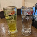 七輪焼肉 安安 - 締めのお酒2杯『元気サワー』『島有泉ソーダ割(焼酎)』