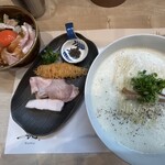 츄우카 소바 로쿠 - 濃厚鶏白湯（限定麺）、チャーシューご飯