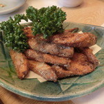 漁菜克献 - ＜2014年12月＞山ゴボウの唐揚げ、600円。熱々カリカリ。