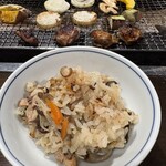 梟の響キ 秋月 いろり蔵 - 鶏飯は羽釜で炊いて、おこげもあって最高に美味しかったです♪