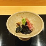 割烹 渡辺 - 鮑と肝の酒蒸し