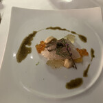 エアーズ イタリアン キュイジーヌ - - Antipasto -
宮崎県産島浦鯛の炙りと釧路産いくらとキャビア
クスクスの和風ブロード カボスと焼き昆布のアクセント