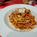 高輪バール・デルソーレ - アマトリチャーナスパゲッティ　イイ感じの茹で具合