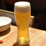 食鶏 しまや - 【鶏焼肉 トリヤキニクコース＋3時間飲み放題】（８，７４５円）の『生ビール』２０２５年１２月