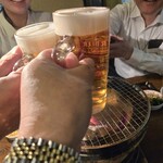 ホルモンさわ 中央銀座店 - 先ずは生ビールで乾杯～！