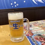漁港直送 漁師小屋 - 「串かつビールセット」(税込550円)の生ビール