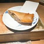 炭割烹 新谷 - 地鶏のそぼろを使った春巻き ◎