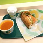 サブウェイ - 料理写真:スパイシークラブハウスのレギュラー　スープ&ドリンクセット