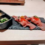 月と灯 - 道産A4和牛といくらのうにいくら肉寿司
